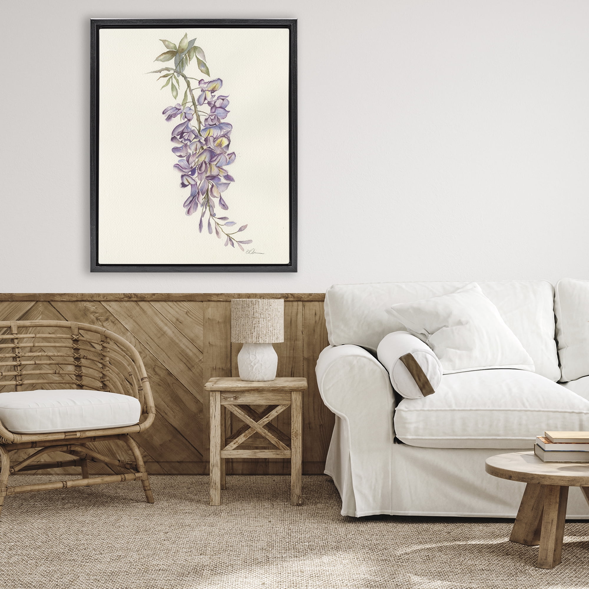 Stupell Industries Delicate Hyacinths Study Black Framed Floater Canvas Wall Art, design by Cady Driver