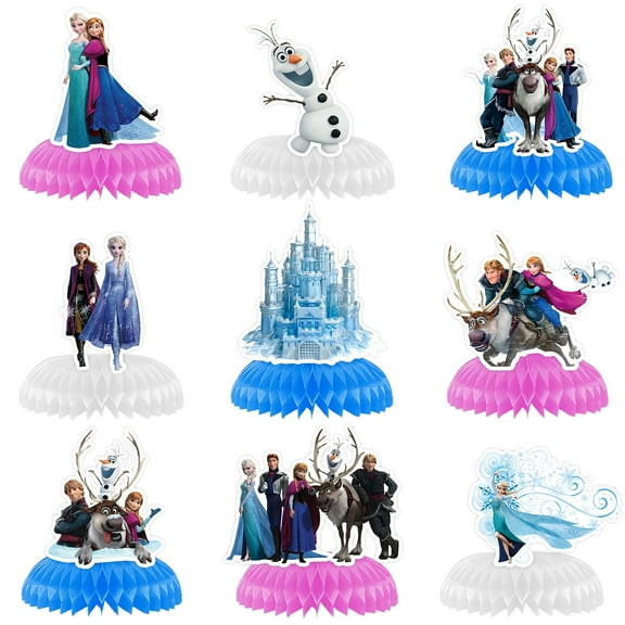 9 PCS Frozen Party Honeycomb Centerpieces Decorations, Frozen Party Table Topper Decor for Princess Theme Birthday Party