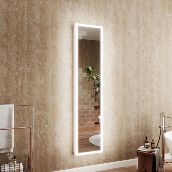 Allsum 16-1/8" x 70-1/8" Full Length Lighted Frameless Single Door Medicine Cabinet
