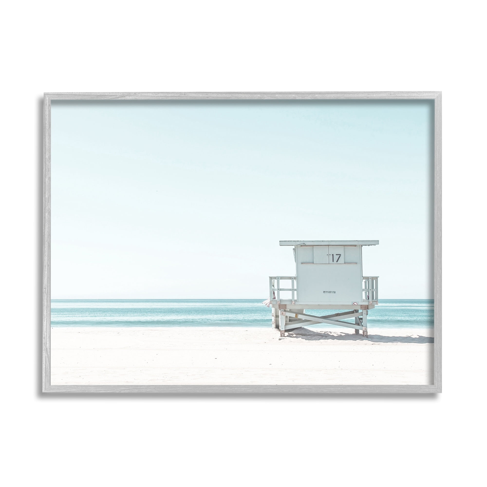 Stupell Industries Sun Bleached Blue Coast Lifeguard Shelter Summer Photography, 14 x 11, Design by Leah Straatsma
