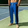 thumbnail image 2 of Mens Color Block Baggy Sweatpants Straight Track Pants Casual Athletic Travel Dark Blue M, 2 of 8