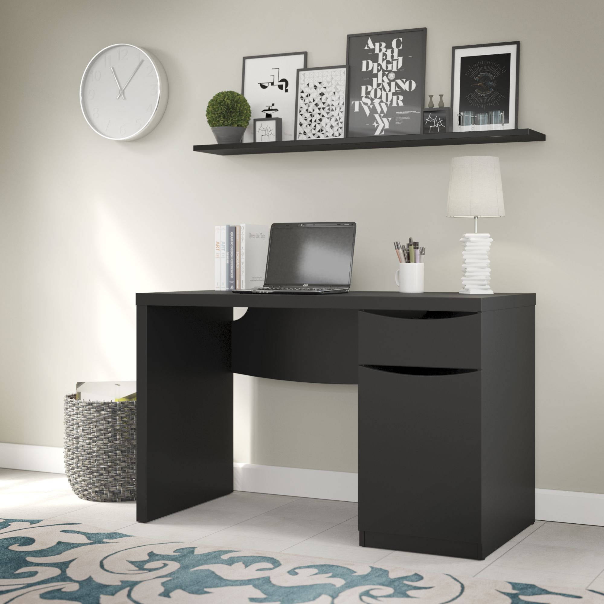 Bush Furniture Avalon Collection Classic Black Computer Desk