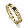 thumbnail image 2 of Brazalete rígido de oro laminado con diseño de grecas, 2 of 8