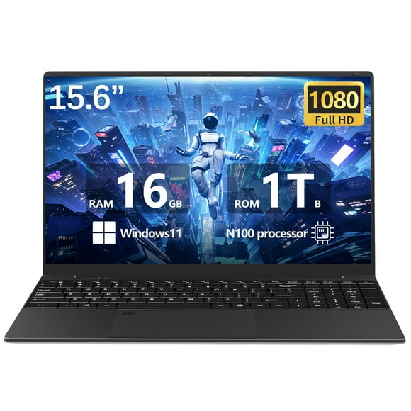 KUU 15.6 inch 1080p Fhd Laptop 16GB 1024GB with 4 Core Intel, Super Long Battery Life Notebook