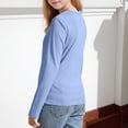 thumbnail image 6 of Avrnliq Blue Ribbed Girls Long Sleeve Crew Neck Top, Stretchy Polyester Spandex Blend Skin-Friendly Daily Wear for Girls Ages 5-16,Size 5-6 T, 6 of 8