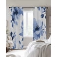 thumbnail image 3 of Blue Floral Spring Blackout Curtains 63 Inches Long for Bedroom, Retro Watercolor Botanical Summer Thermal Insulated Room Darkening Black Out Window Curtain Panels Grommet Drapes for Living Room, 3 of 8