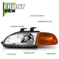 thumbnail image 3 of Magshion Headlights Assembly for 92 93 94 95 Honda Civic 2 Door Coupe/Hatchback, Chrome Housing Clear Lens Crystal Amber Corner, 3 of 10