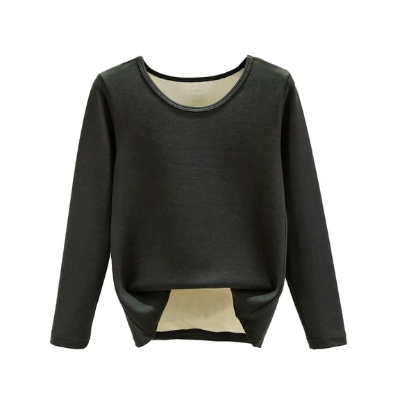 Mepaouo Long Sleeve Thermal Shirts for Women Soft Fleece Lined Crew Neck Baselayer Tops