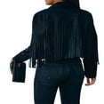 thumbnail image 3 of Veste à Franges à Manches Longues pour Femmes, Veste Motard Courte à Franges, Manteau Décontracté, 3 of 6