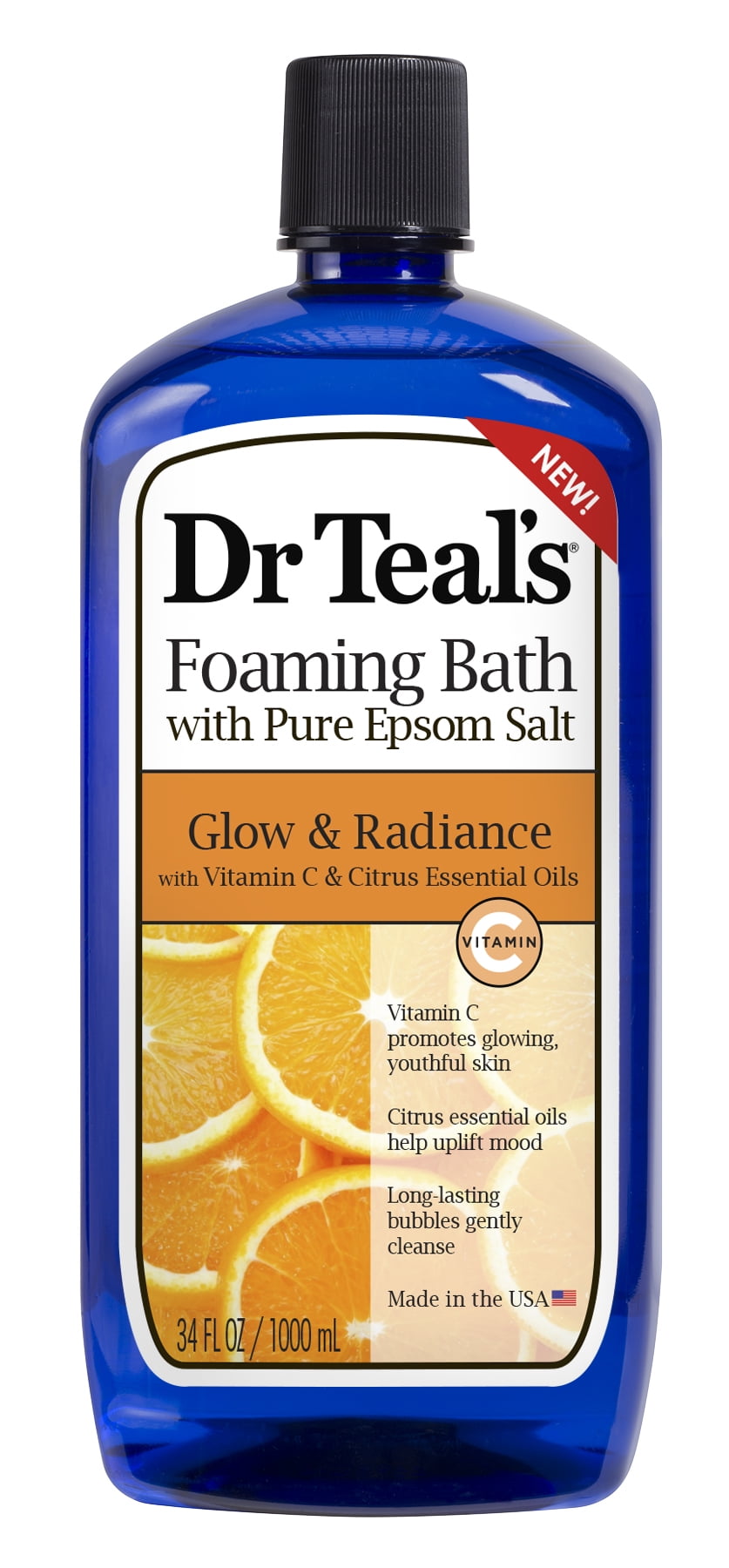 Dr Teal's Foaming Bath with Pure Epsom Salt, Glow & Radiance with