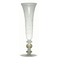 Set of 2 Pewter Vine Hand Painted Raised Dots Champagne Flute Glasses 8.75 Ounces by Crafted Creations