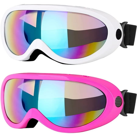 Lunettes de ski, lot de 2, lunettes de snowboard pour enfants, garçons et  filles, jeunes, hommes (rose et blanc)
