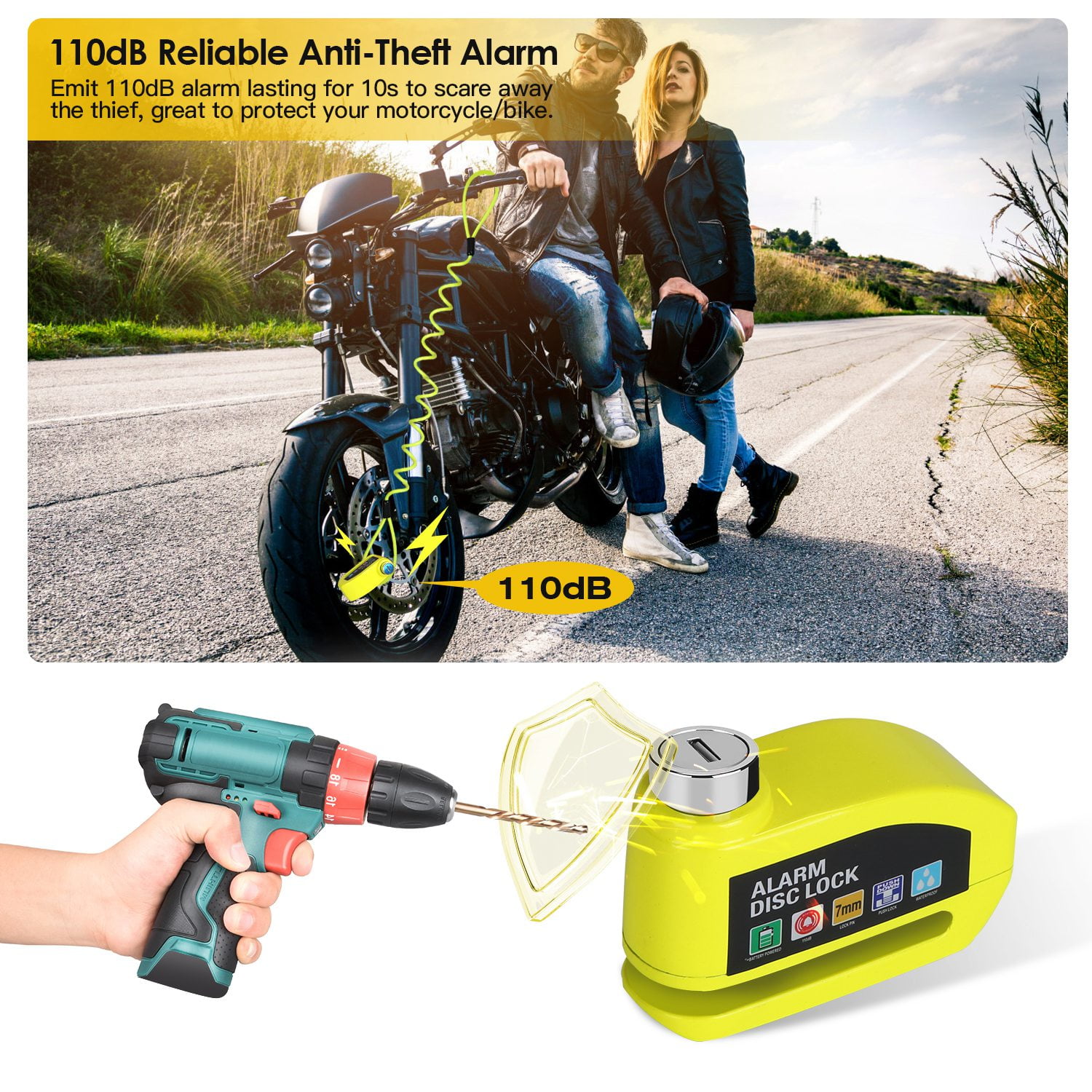 Disc Lock Erinnerungskabel 120 Cm – Spiralkabel Für Motorrad-Scheibenschloss, Verhindert Wegfahren Mit Schloss