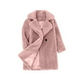 thumbnail image 4 of Girls and Toddlers' Lapel Collar Cardigan Kids Polar Fleece Open Front Long Jacket Winter Thick Warm Sherpa Trench Coat, 4 of 7