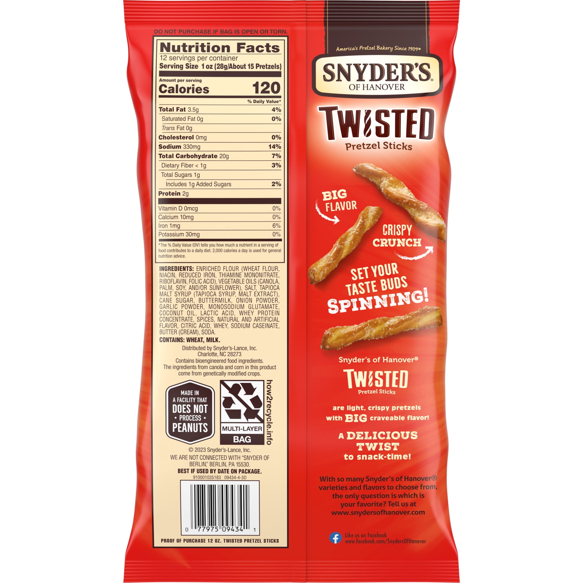 Snyder's of Hanover, Seasoned Twisted Pretzel Sticks, 12 oz Bag