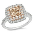 thumbnail image 2 of 2.07 ct Princess Cut Simulated Champagne Diamond Halo Engagement Ring for Women in 18K White/Rose Gold, 2 of 2