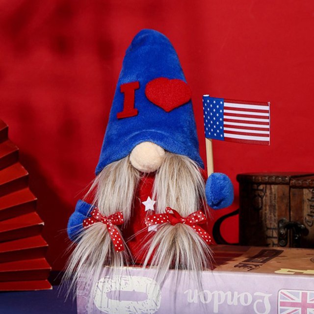 Figuras del Día de la Independencia, muñecos de peluche de gnomo, regalo para el 4 de julio (trenzas) Tmvgtek libre de BPA