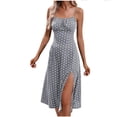 thumbnail image 2 of ClodeEU Women's Polka Dot Spaghetti Strap Dress with Side Slit,Casual Summer Midi Dress White,Womens Plus S, 2 of 8