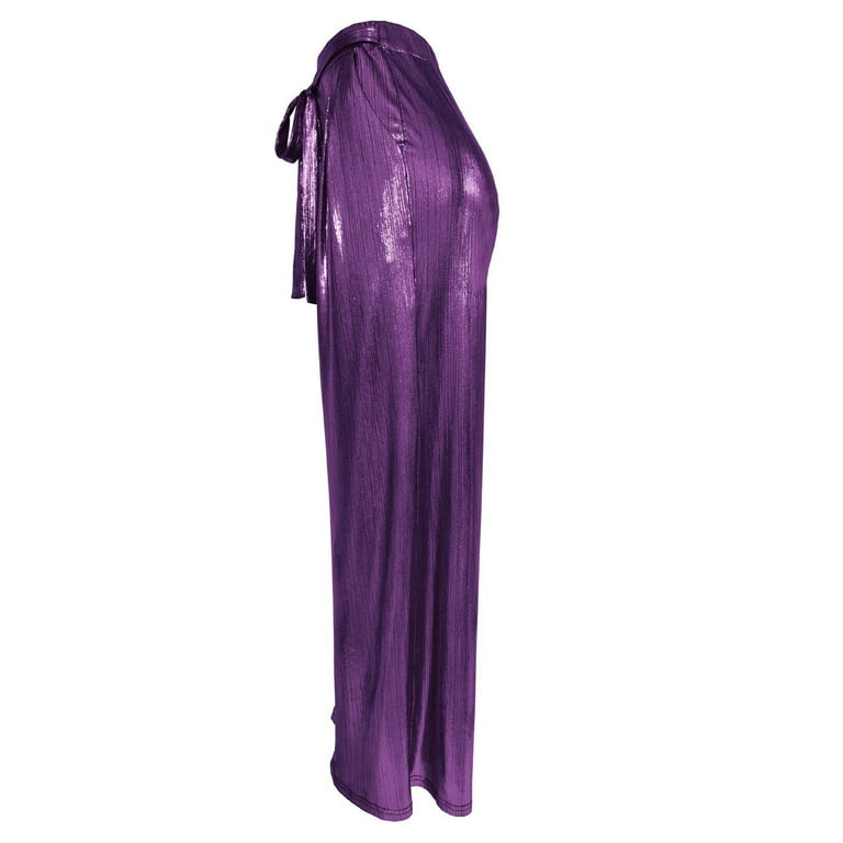Timoontee Women's High Waist Metallic Shiny Wide Leg Palazzo Pants with Pockets Loose Fit Long Trousers Party Clubwear Purple S - Walmart.com Timoontee Women's High Waist Metallic Shiny Wide Leg Palazzo Pants with Pockets Loose Fit Long Trousers Party Clubwear Purple S - Walmart.com