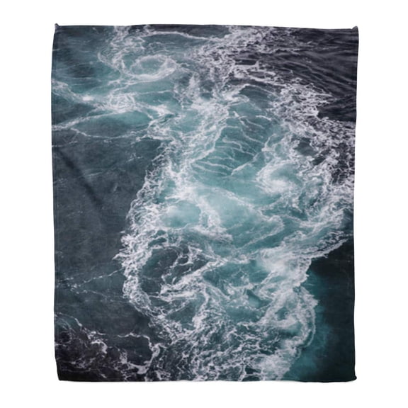 SIDONKU Flannel Throw Blanket Blue Aerial Whirlpools of The Maelstrom Saltstraumen Nordland Norway Soft for Bed Sofa and Couch 50x60 Inches