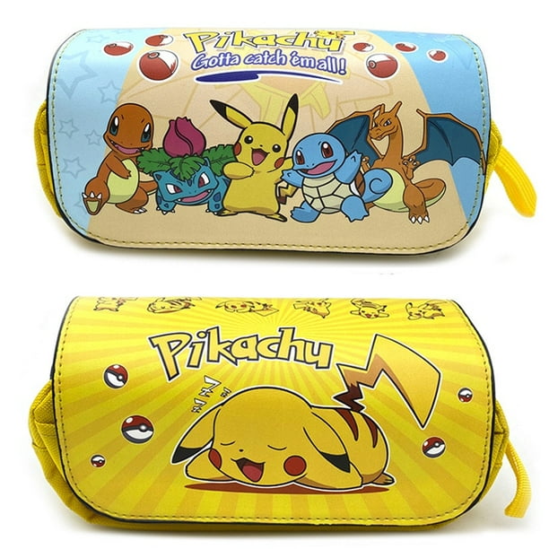 Estuche para bolígrafos de Pokémon, bolsa negra de dibujos