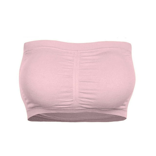 WTXUE Soutiens-Gorge pour Femmes Bandeau Femmes Grande Taille Haut Rembourré Amovible Soutien-Gorge Extensible Sans Bretelles Double Bonnets Amovibles Soutien-Gorge pour Femmes, Lot de 3 Rose TTG