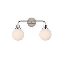 Living District Hanson 2-Light Metal Bath Sconce in Polished Nickel and Frosted