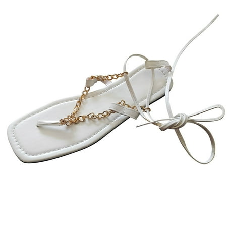 

HSMQHJWE Womens Thong Sandals Studded Jelly Sandals For Women Ladies Fashion Solid Color Flip Flops Chain Anklet Strap Flat Casual Sandals Shoes Women Comfortable