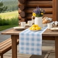 thumbnail image 3 of Table Runner 120 Inches Long,Simple Spring Blue White Lattice Linen Table Runners Dresser Scarf Runner for Bedroom Kitchen Home Party Dining Tables Decor Farmhouse Simplistic Gingham, 3 of 8