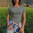 thumbnail image 1 of Blouses pour Femmes, Blouses pour Femmes Mode, Mode Femmes Décontracté Col Rond Manches Courtes T-Shirt Uni Haut Blouse, 1 of 6