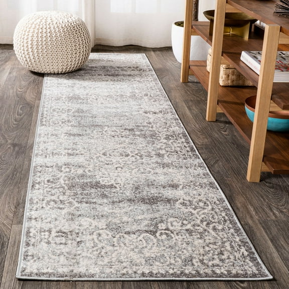 JONATHAN Y MODERN PERSIAN 2 x 8 Runner Rug, Minori Filigree Medallion - Light Gray/Cream, MDP206B-28
