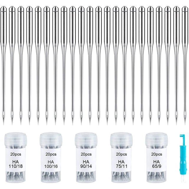 100 PCS Sewing Machine Needles Universal Regular Point Needles for Singer Brother, Assorted Sizes HAX1 65/9, 75/11, 90/14, 100/16, 110/18 (Durable,Universal)