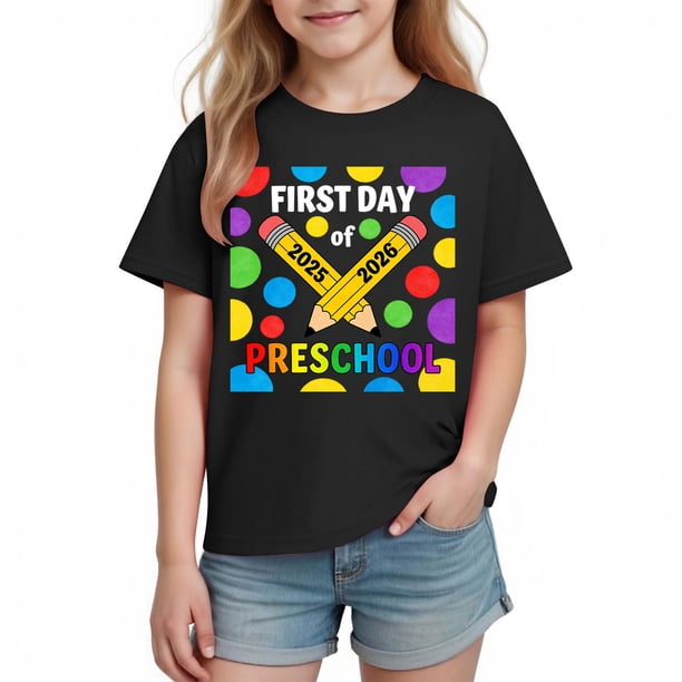 Camisetas de Manga Corta Linda para Niños Niños Y Niñas con Impresión Gráfica, Tee Casual de la Temporada Escolar para el Parque Infantil Y la Familia