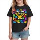 thumbnail image 2 of Blusas y camisas de manga corta con cuello redondo para niños y niñas, camisetas gráficas de manga corta, blusas con estampados bonitos para la temporada escolar., 2 of 9