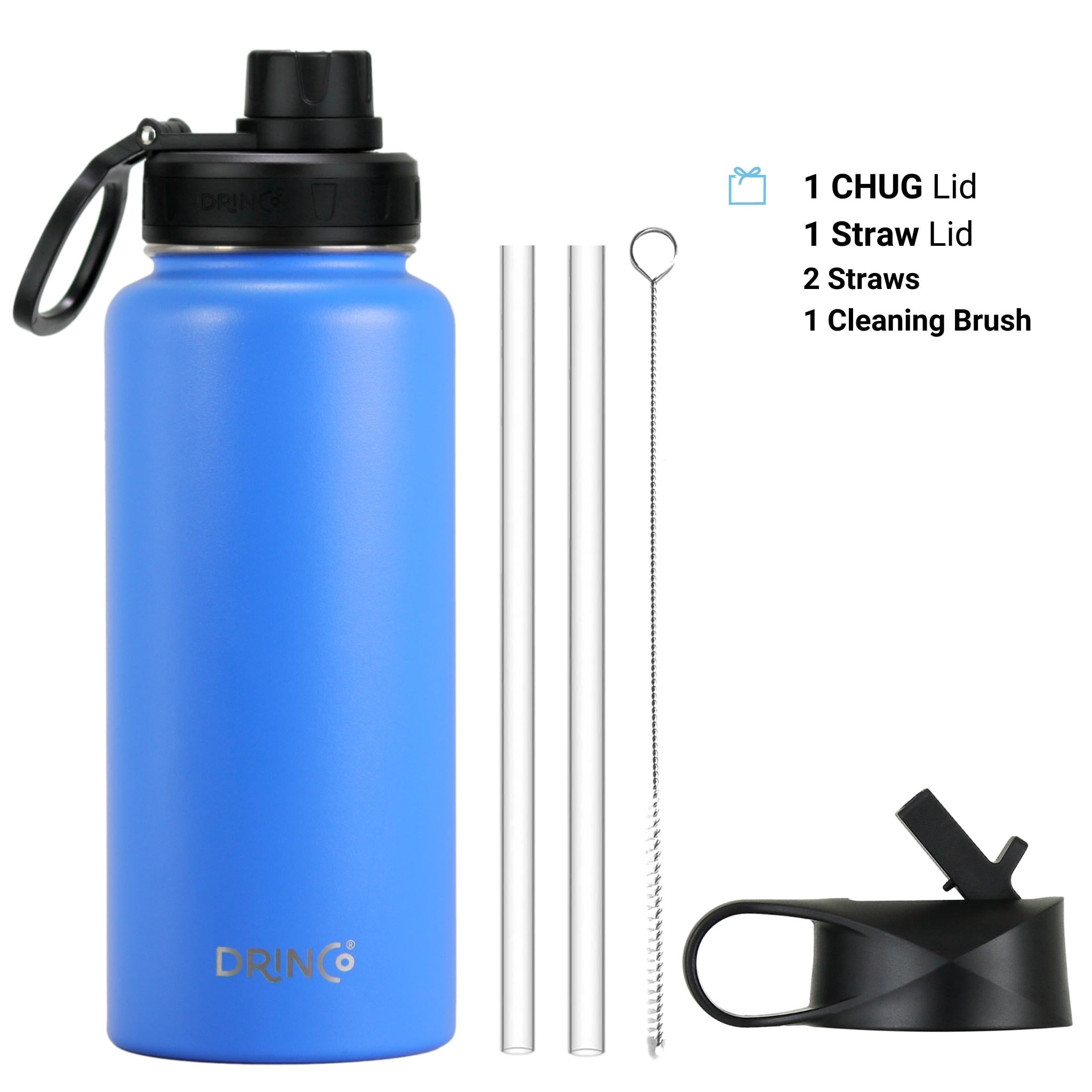 DRINCO Water Bottle Vacuum Insulated Stainless Steel Double Wall-USA Flag-32oz Royal Blue