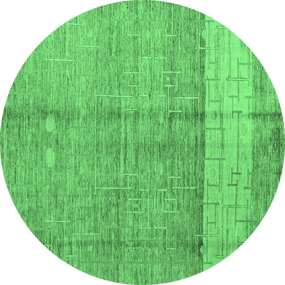 Ahgly Company Indoor Round Oriental Emerald Green Modern Area Rugs, 8' Round