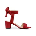 thumbnail image 3 of BLISSFUL STEP Sandales à Talons Blocs à Bout Ouvert avec Lien à la Cheville à l'Arrière pour Femmes Rouge (Taille 6,5), 3 of 7