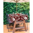 thumbnail image 3 of Outdoor Tablecloth with Umbrella Hole for Patio/Picnic/Party/Camping, Red White Floral Waterproof Table Cloth Rectangle Table Cover Washable, Farmhouse Retro Botanical Leaves 54"x 80", 3 of 7