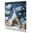 thumbnail image 2 of Designart "Starry Night Dreams Child Nursery I" People Canvas Wall Art - Farmhouse Blue Animal Nursery Entryway Wall Art, 2 of 6