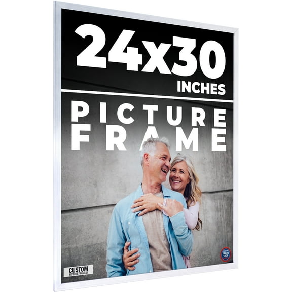 24x30 - 24 x 30 Stainless Steel Silver Solid Wood Frame with UV Framer's Acrylic & Foam Board