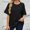 Black, variant on Hulanddfd Women's Tops Solid Crew Neck Short-Sleeve Pullover Sweatshirt Gray Size S