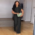 thumbnail image 4 of AURA Plus Size Women Two Piece Outfit Summer Casual Solid Top High Waist Pants Set, 4 of 7