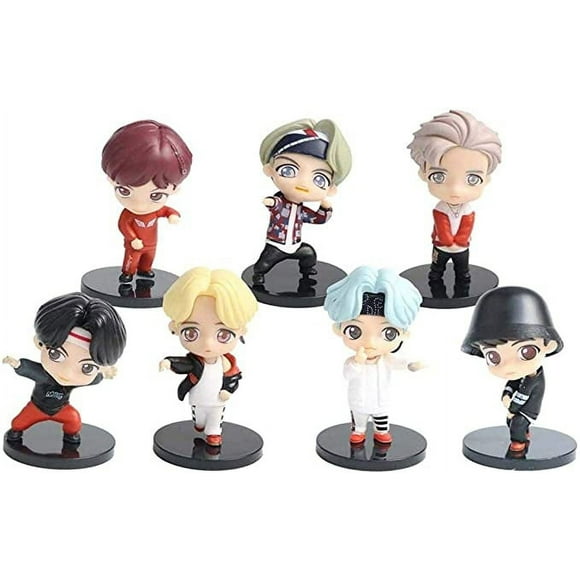 7pcs BTS Cake Toppers Character Set of Action Figures Toys,BTS Mini Figurines Dolls Birthday Party Supplies Car Desktop BTS Birthday Decorations