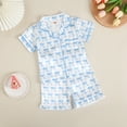 thumbnail image 2 of Zanarzt Kids Pajamas Girls Pajamas Silk PJS Set Bow Satin Sleepwear Short Sleeve Jammies for Kids Button Down Nightwear Sky Blue,2-3 Years, 2 of 9