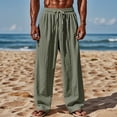 thumbnail image 2 of Zszcpp Wide Leg Pants Men'S Loose Large Size Long Suitable Daily Life Solid Lace Up Lounge Trousers Casual Trouser Linen, 2 of 9