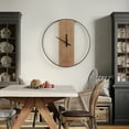 thumbnail image 3 of Kate and Laurel Ladd Modern Numberless Round Wall Clock, 32 Inch Diameter, Hazelnut and Black, Decorative Minimal Metal and Wood Clock for Living Room Decor, 3 of 10