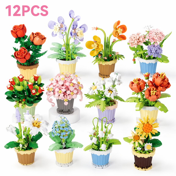 12Piece Flower Plant Building Set, Flower Advent Calendar, 12 Days Of Christmas Advent Calendar, Flower Advent Calendar 2025, Adult Building Block Toys, Home Decoration, Birthday Gift For Women Girls