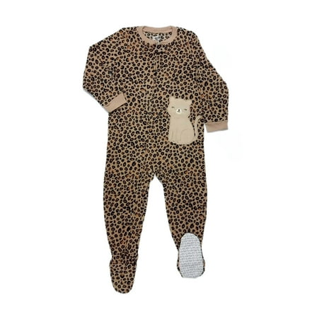Carter's Leopard Print Toddler Girl's Cat Soft Fleece Footed Pajama Sleeper, Size 2T