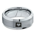 thumbnail image 2 of Tungsten Wyoming The Equality State Heart Band Ring 8mm Men Women Comfort Fit Gray Step Bevel Edge Brushed Polished, 2 of 4