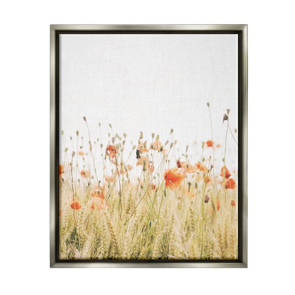 Stupell Industries Poppy Field Photography Botanical & Floral Photography Gray Floater Framed Canvas Art Print Wall Art, 25 x 31